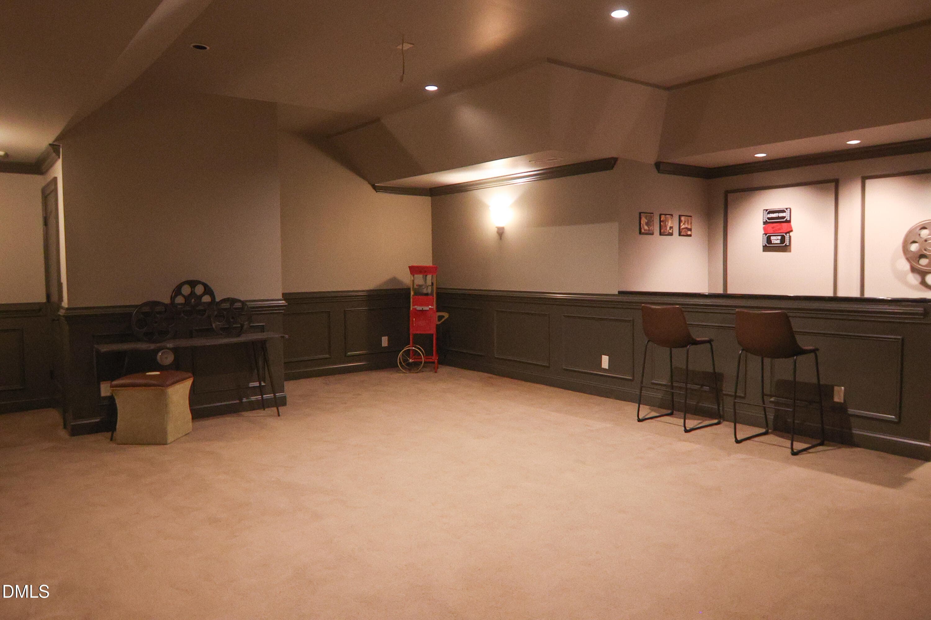 Lower Level Theater Room - View 1 - 9800 Najma Street, Raleigh, NC 27613, Raleigh