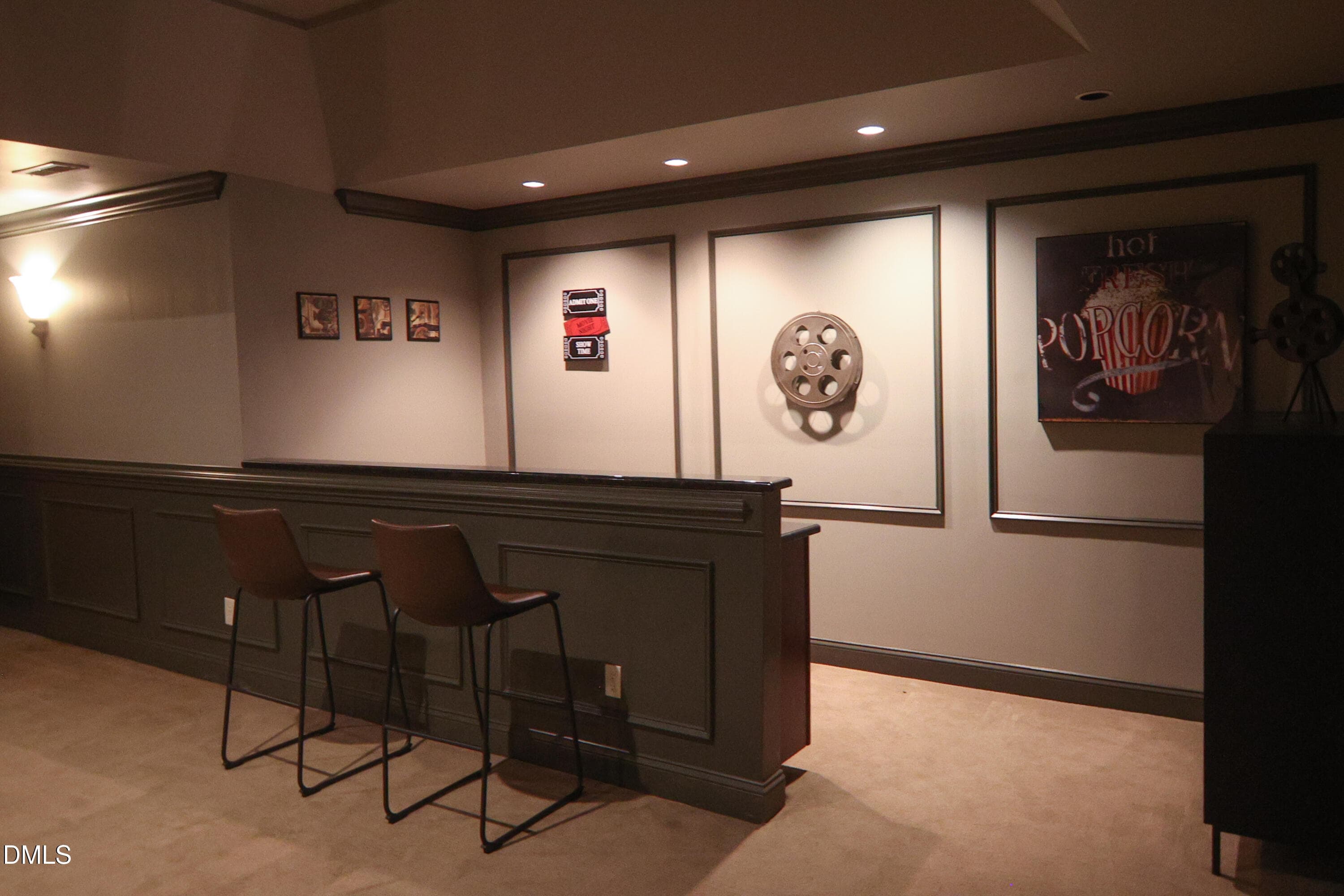 Lower Level Theater Room - View 2 - 9800 Najma Street, Raleigh, NC 27613, Raleigh