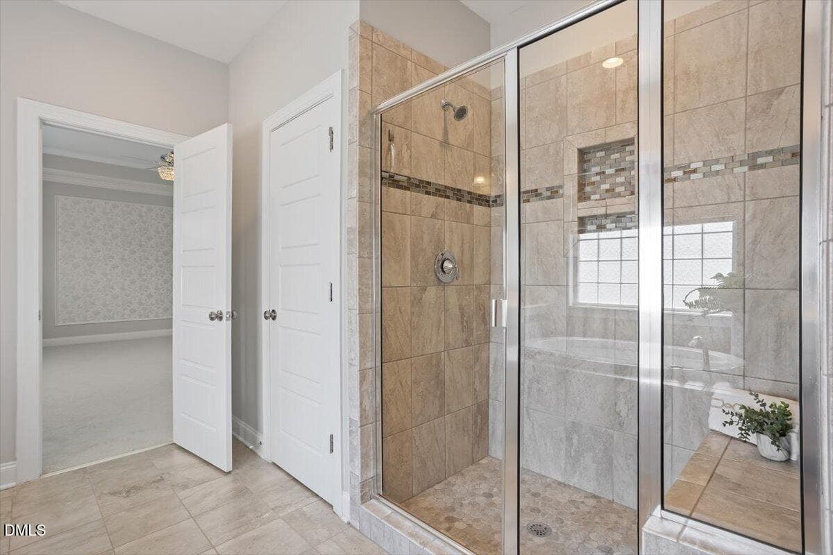 Tiled Walk-in Shower - 104 Evans Crest Lane, Holly Springs, NC 27540, Holly Springs