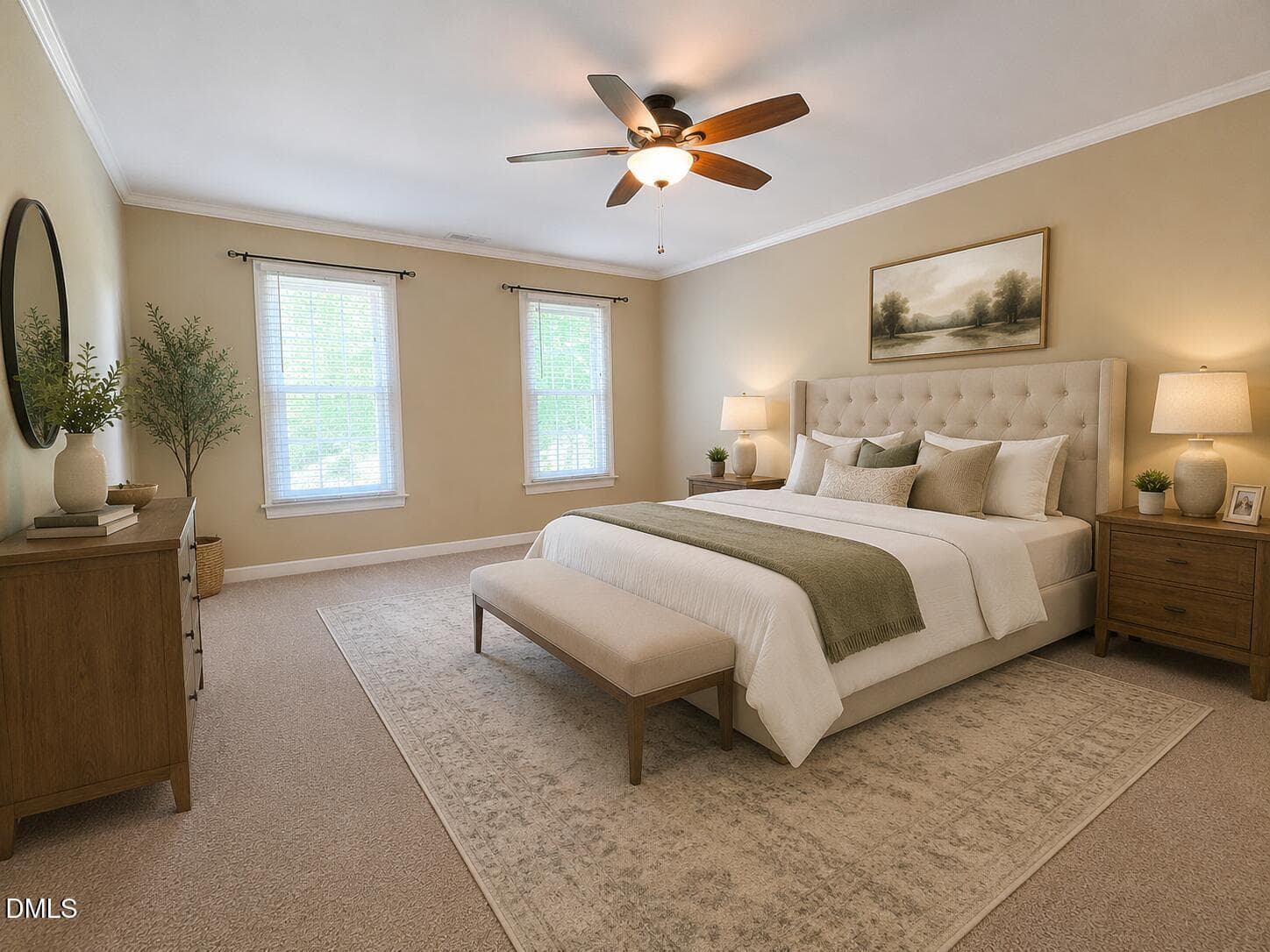 Virtually Staged Primary Bedroom - 1003 Inglenook Place, Apex, NC 27502