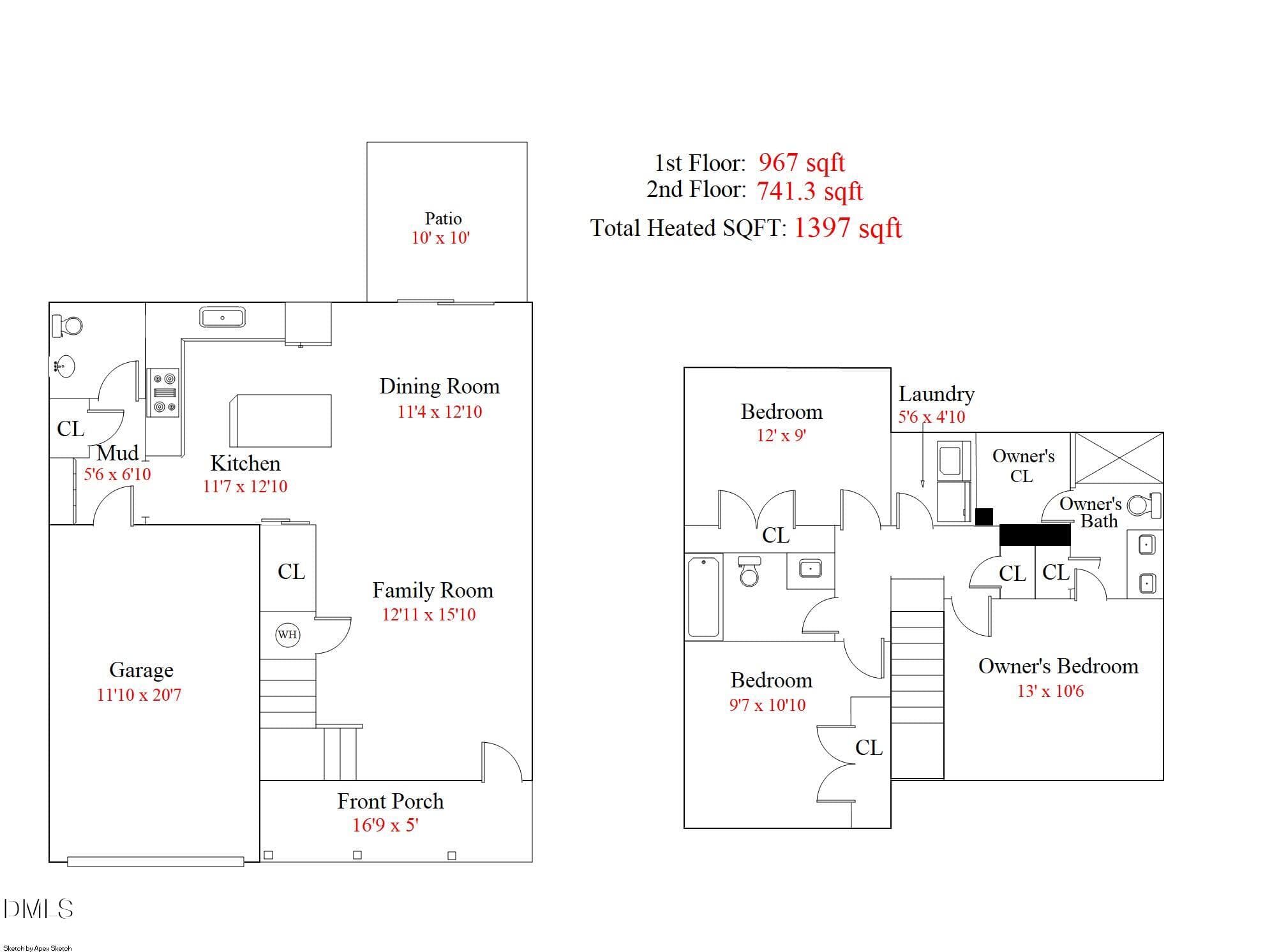 Floor Plan Graphic - 220 George Street, Four Oaks, NC 27524