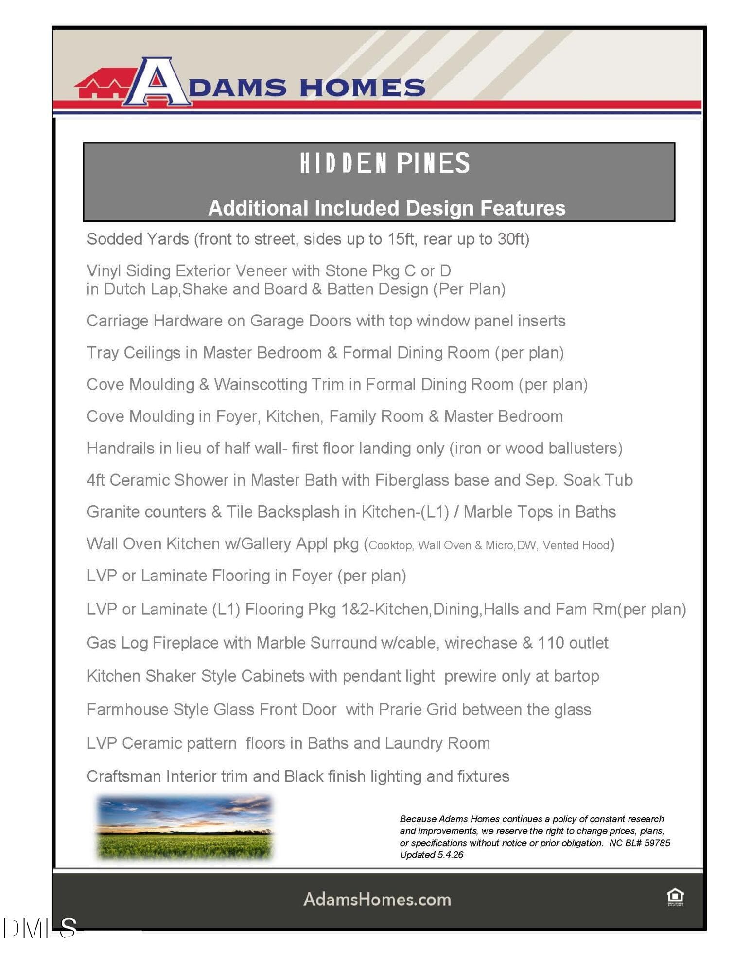 Hidden Pines feature sheet (1) - 242 Hidden Pines Drive, Cameron, NC 28326