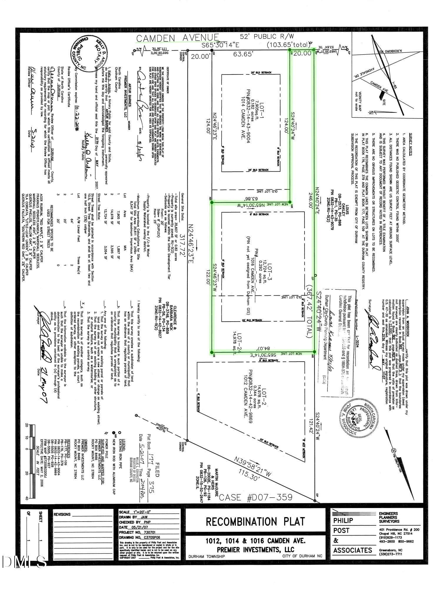 1016CamdenAve_Plat_177-375_2007022357 - 1016 Camden Avenue, Durham, NC 27701