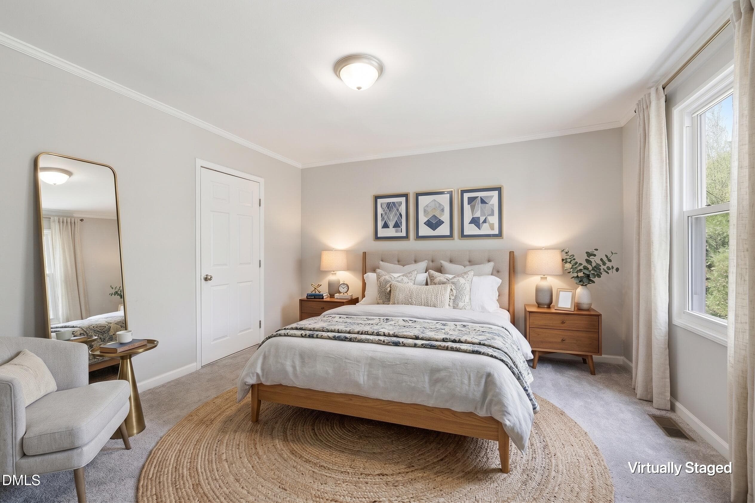 Virtually Staged Primary Bedroom - 107 Pinecrest Road, Durham, NC 27705