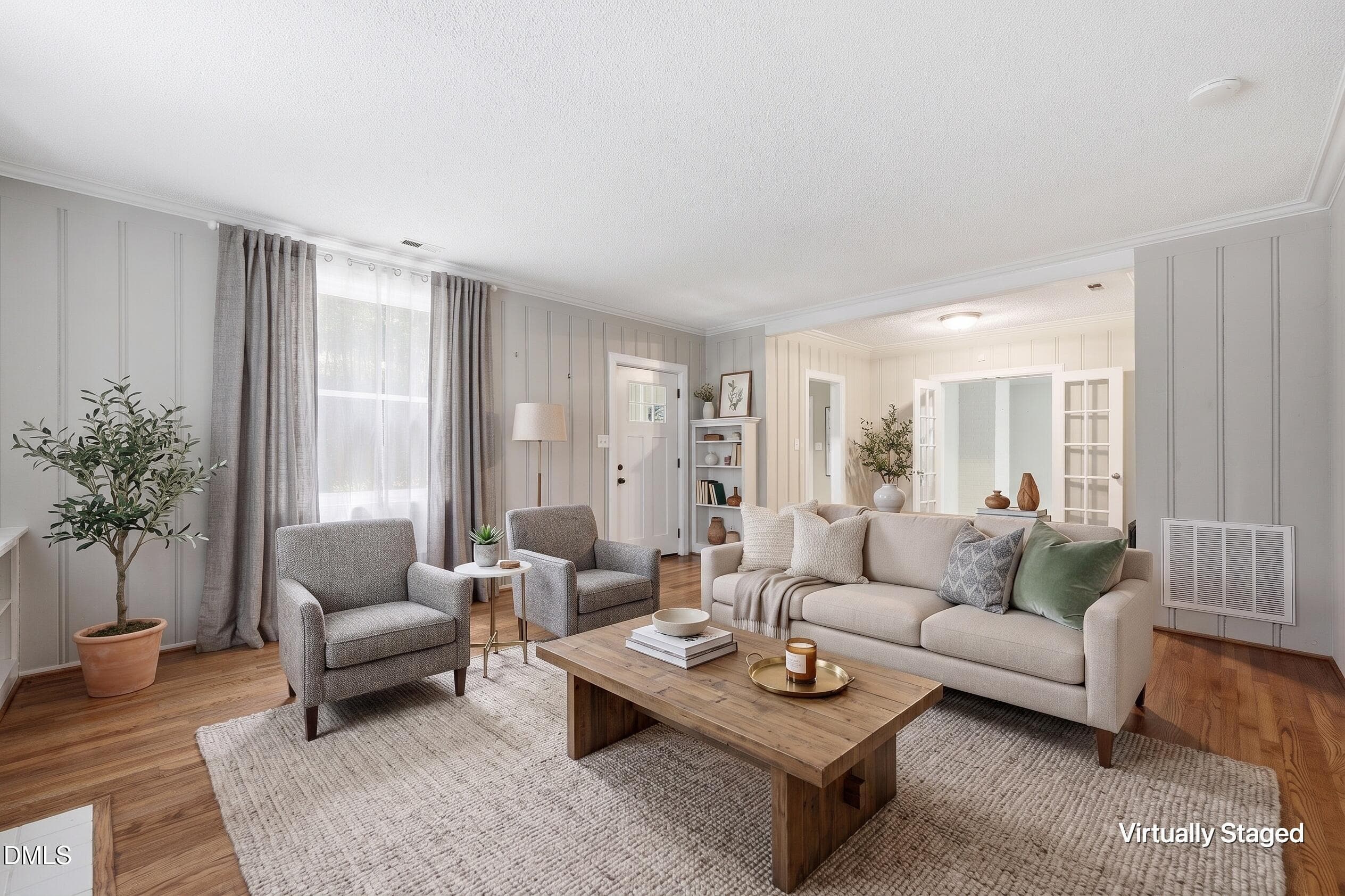 Virtually Staged Living Room - 107 Pinecrest Road, Durham, NC 27705