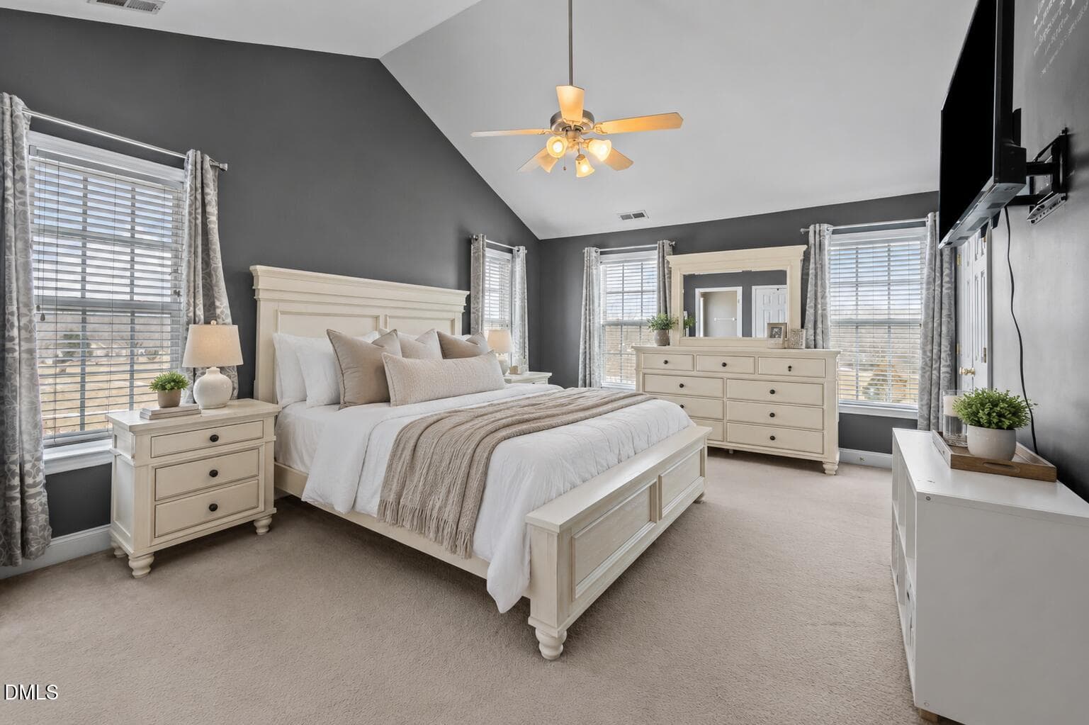 Primary Bedroom with Vaulted Ceiling - 51 Water Front Lane, Timberlake, NC 27583