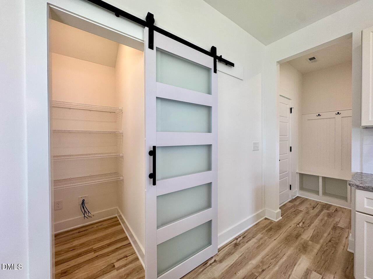 Walk-In Pantry with Glass Barn Door - 218 George Street, Four Oaks, NC 27524