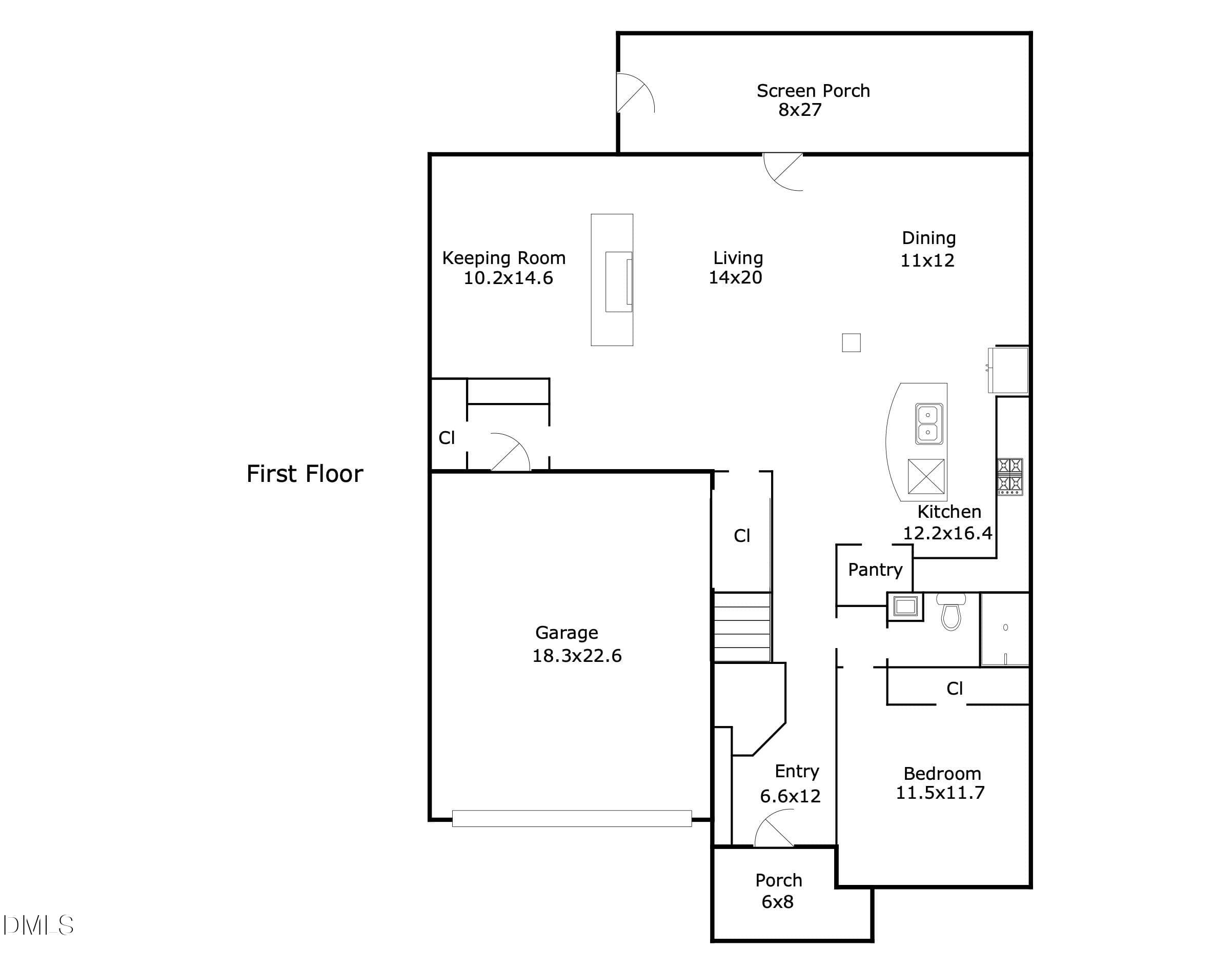 1st Floor Layout - 44 Rock Ledge Drive, Chapel Hill, NC 27516, Chapel Hill