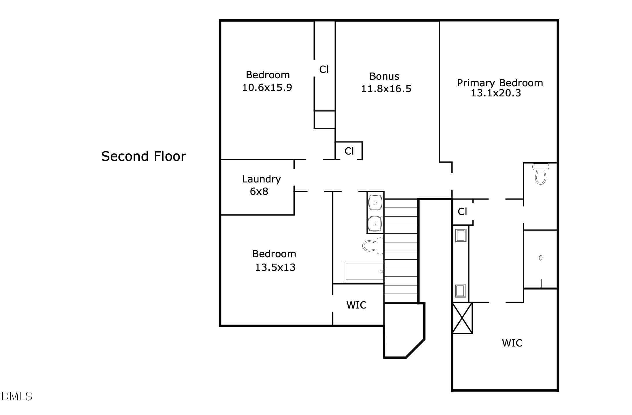 2nd Floor Layout - 44 Rock Ledge Drive, Chapel Hill, NC 27516, Chapel Hill