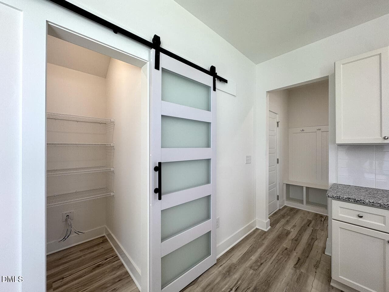 Walk-In Pantry with Glass Barn Door - 220 George Street, Four Oaks, NC 27524