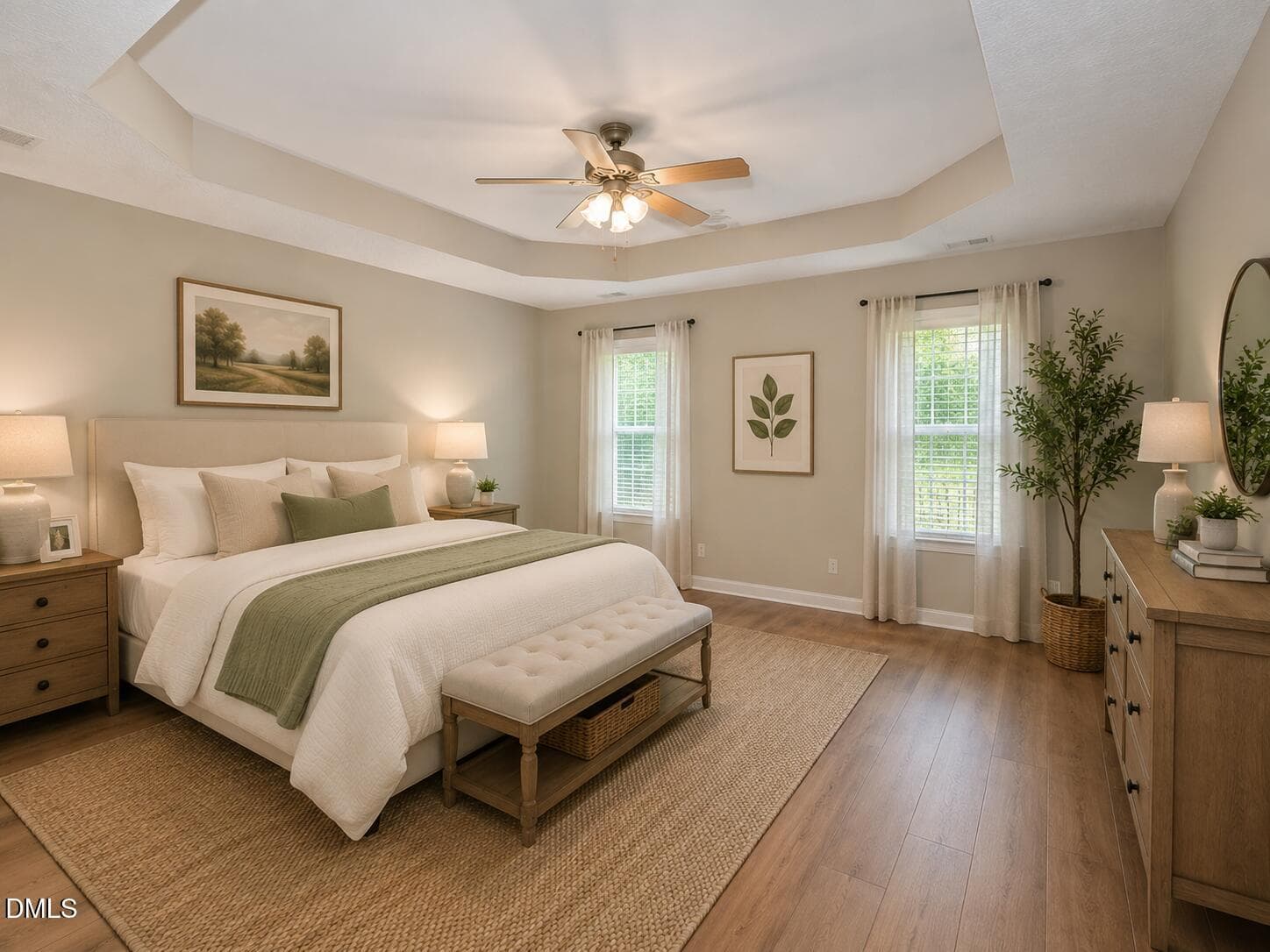 AI Staged Primary Bedroom - 1229 Jogging Court, Raleigh, NC 27603, Raleigh