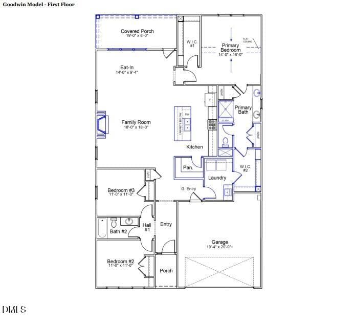 Floor Plan-Goodwin C Single-Story - 3216 Jessamine Street 214, Durham, NC 27703, Durham