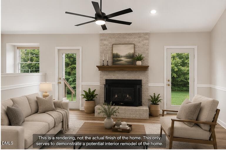 Living_Room_View_2_Rendering - 2632 N Shiloh Road, Garner, NC 27529