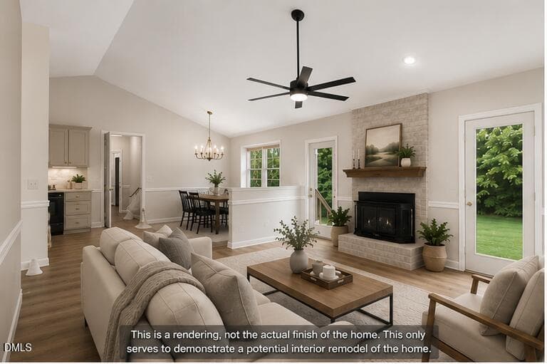 Living_Room_View_1_Rendering - 2632 N Shiloh Road, Garner, NC 27529