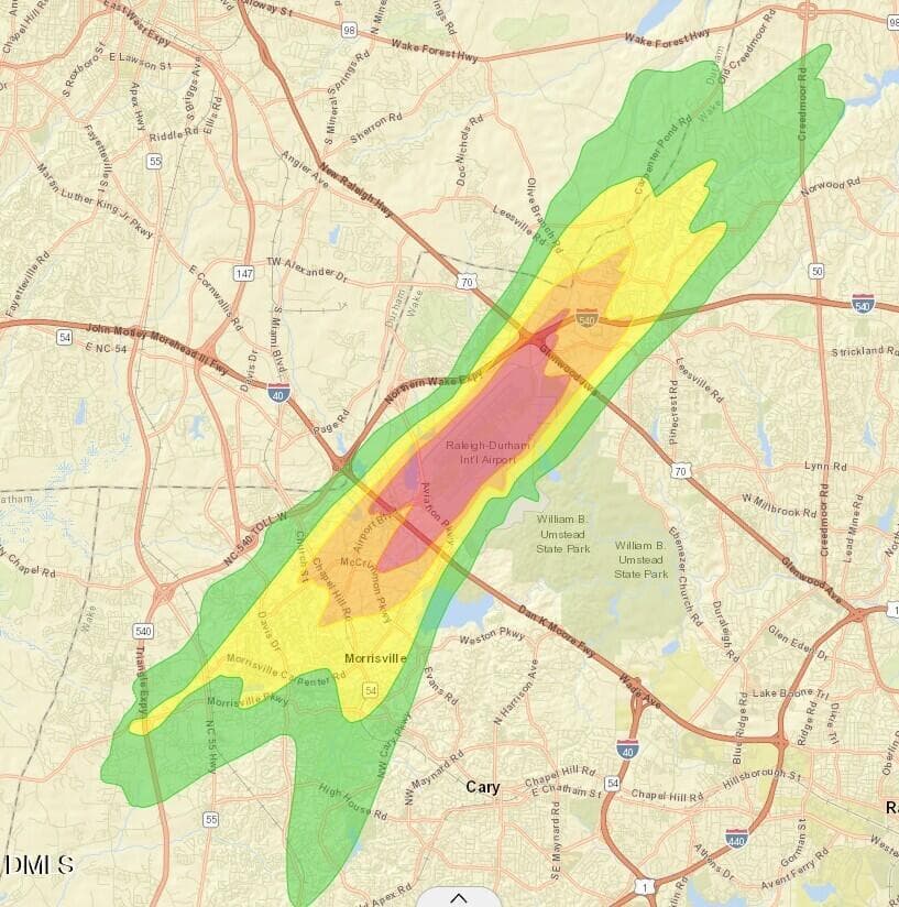 flight path RDU - 225 Anniston Court, Cary, NC 27519