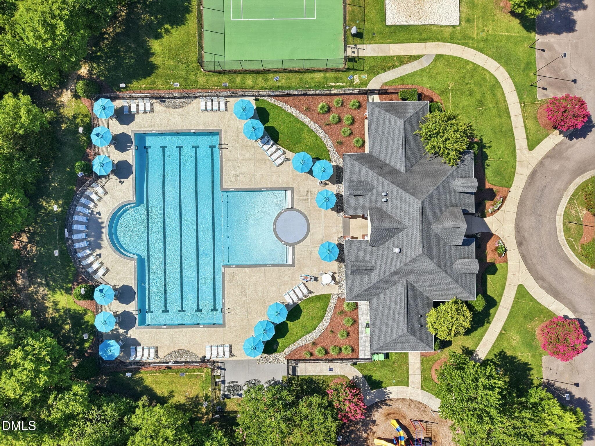 Close up Aerial pool and clubhouse - 526 Redford Place Drive, Rolesville, NC 27571