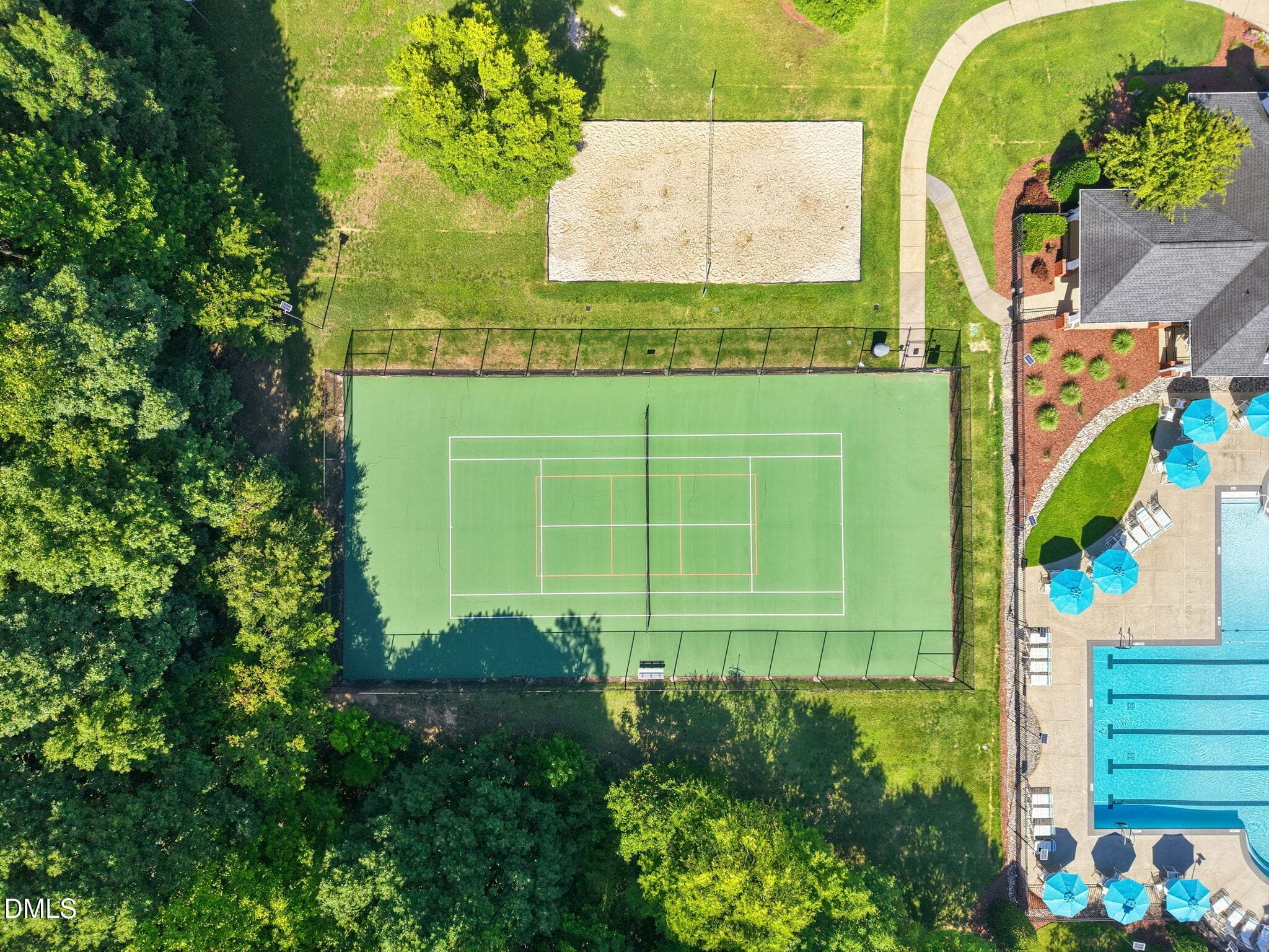 Aerial tennis and volleyball - 526 Redford Place Drive, Rolesville, NC 27571