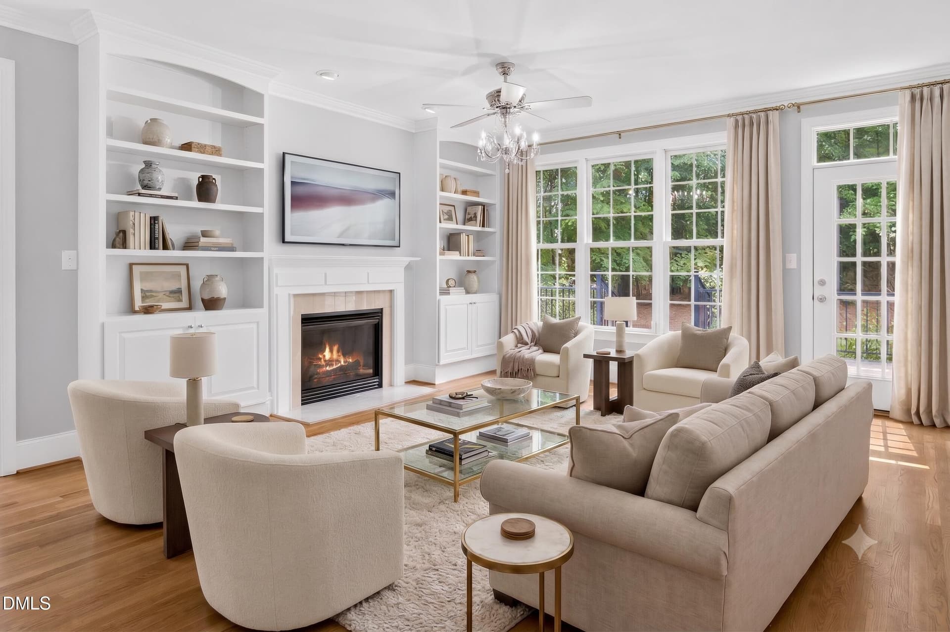 Virtually staged living room - 1613 Wooten Court, Wake Forest, NC 27587