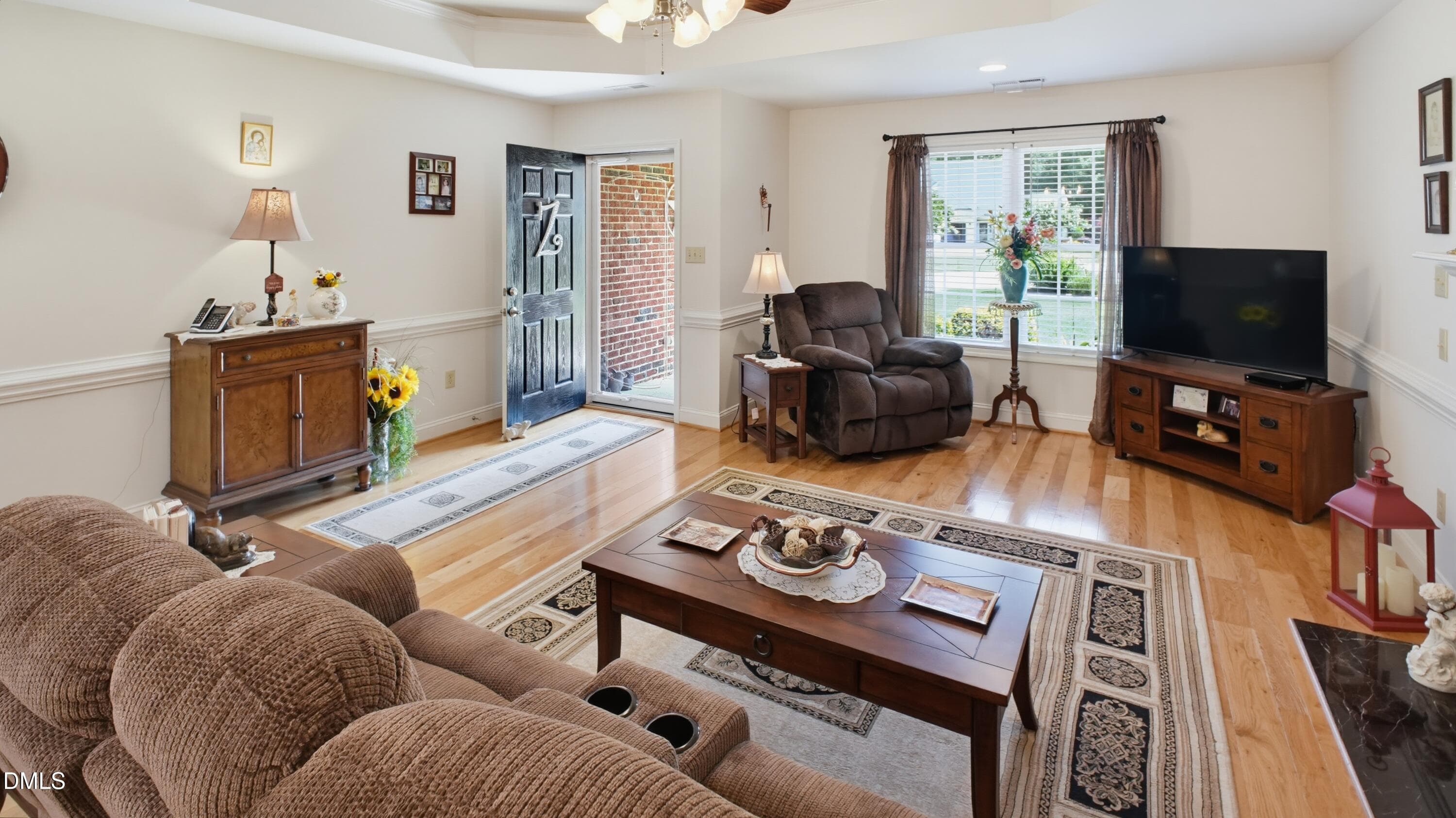 Family room w gas log fireplace. - 45 Glenfield Drive, Dunn, NC 28334