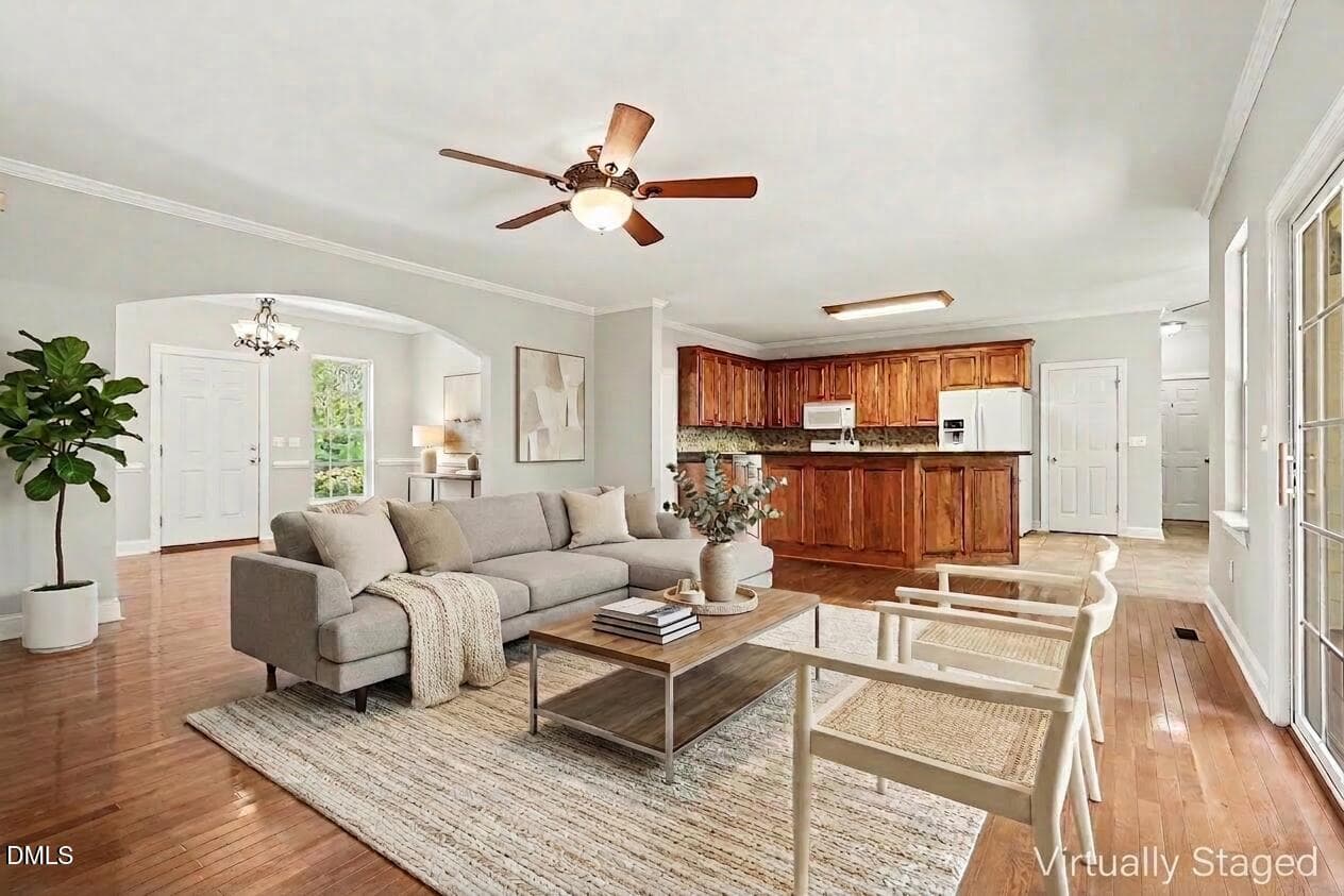 Staged Living Room - 606 Old Chestnut Crossing, Moncure, NC 27559