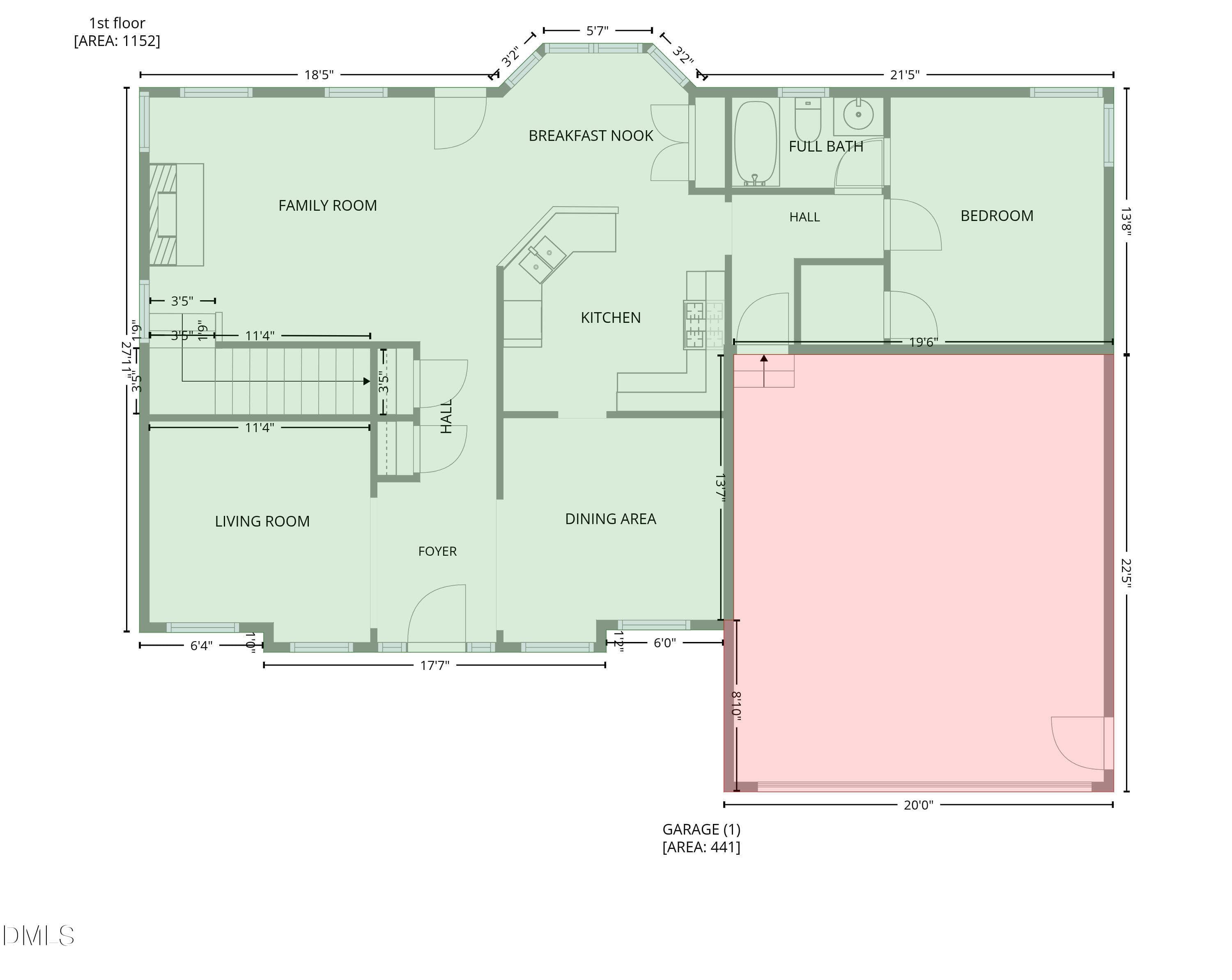 3208 Rockford Measurements 1st Floor Col - 3208 Rockford Road, Durham, NC 27713, Durham