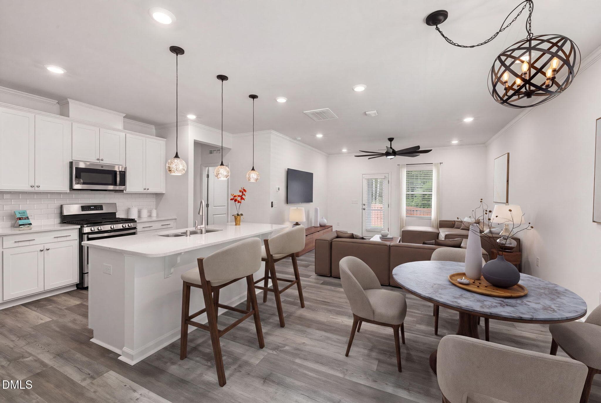 Virtually Staged Kitchen and Dining Area - 905 Holly Bluff Lane, Durham, NC 27713, Durham