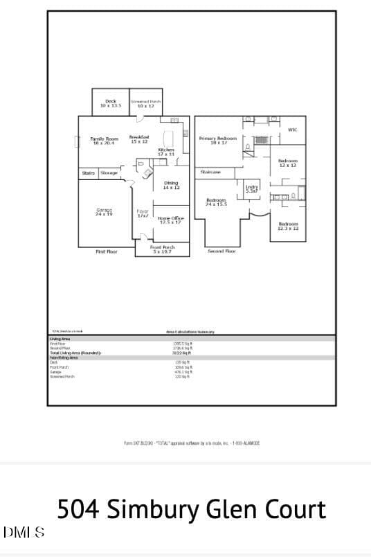 Floorplan - 504 Simbury Glen Court, Cary, NC 27519
