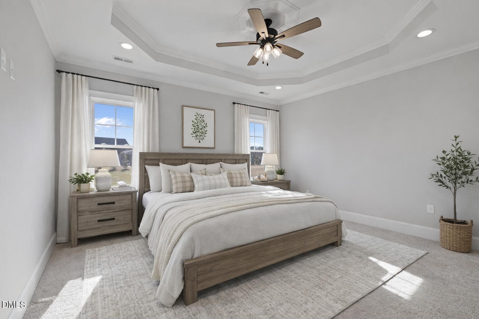 Modern farmhouse bedroom with natural li - 206 Stonewood Drive, Goldsboro, NC 27530