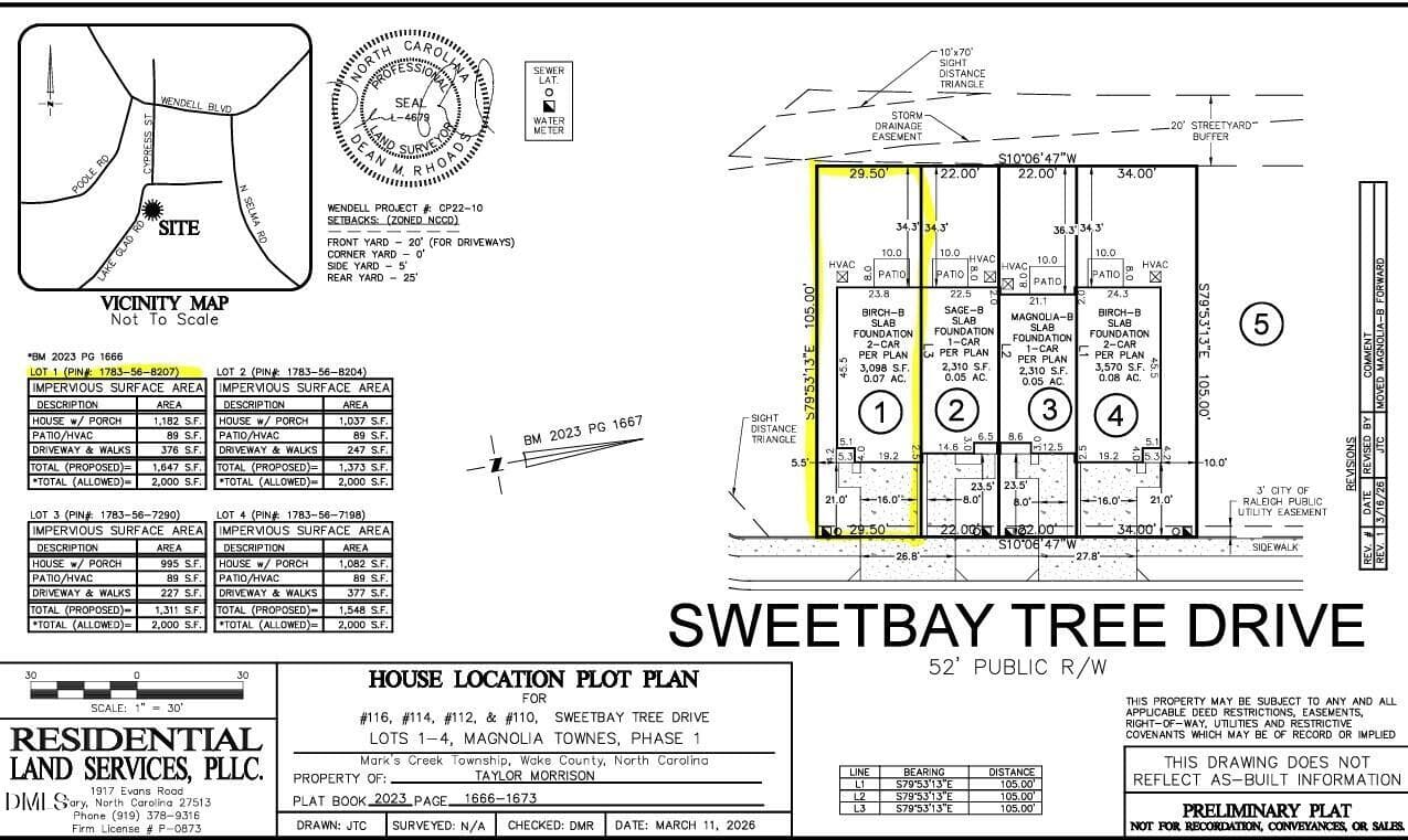 Plot Plan - 116 Sweetbay Tree Drive, Wendell, NC 27591