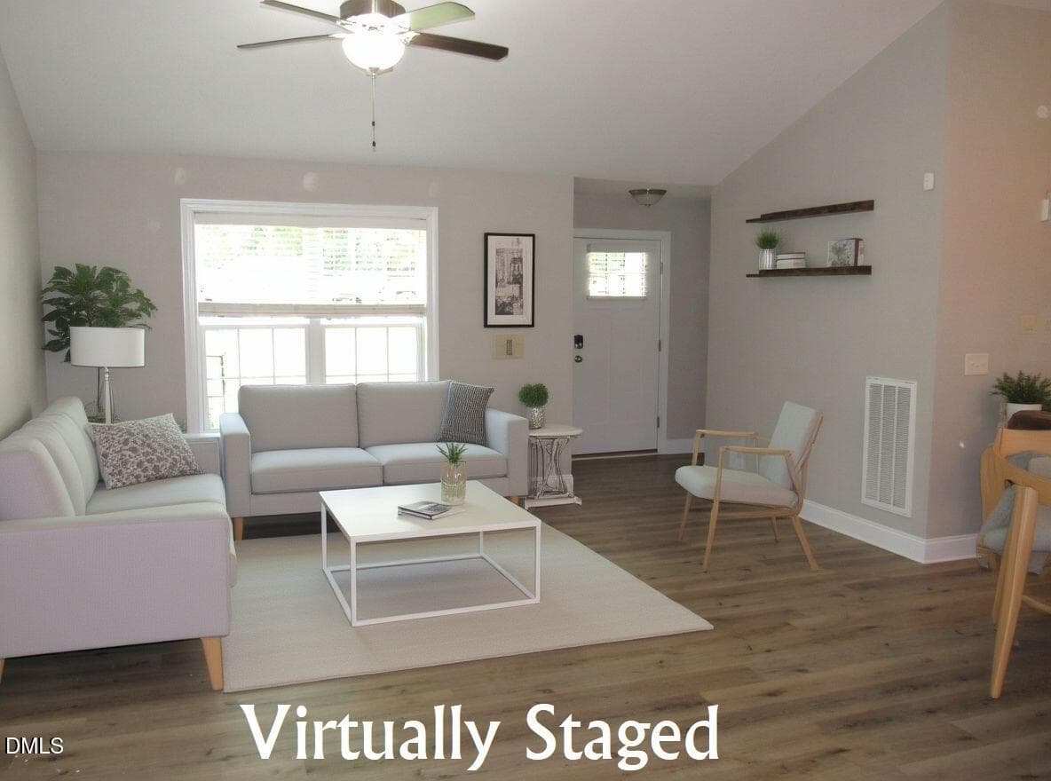 Living room - virtually staged - 104 Woodbine Drive, Louisburg, NC 27549, Louisburg