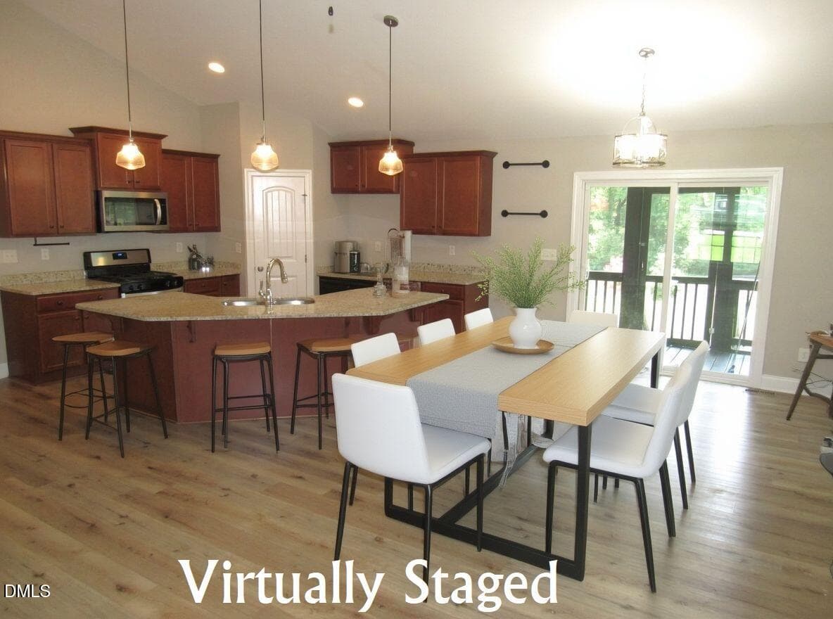 Dining/Kitchen - Virtually Staged - 104 Woodbine Drive, Louisburg, NC 27549, Louisburg