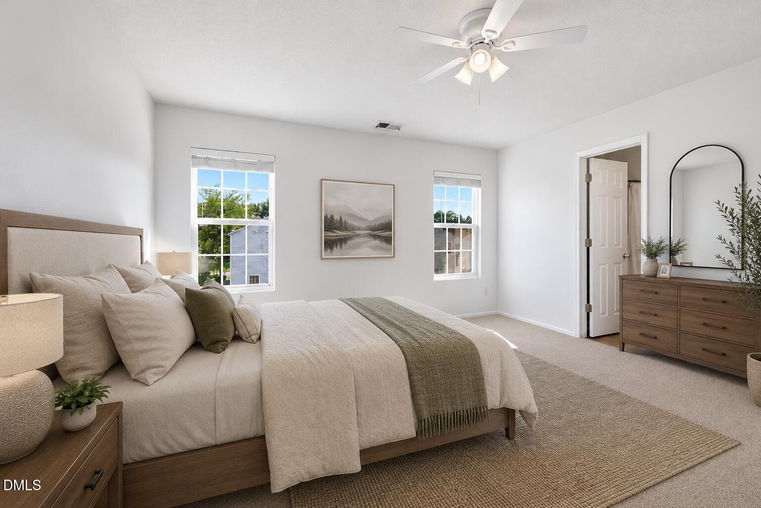 Primary bedroom-virtually staged - 4706 Rockport Drive, Durham, NC 27703