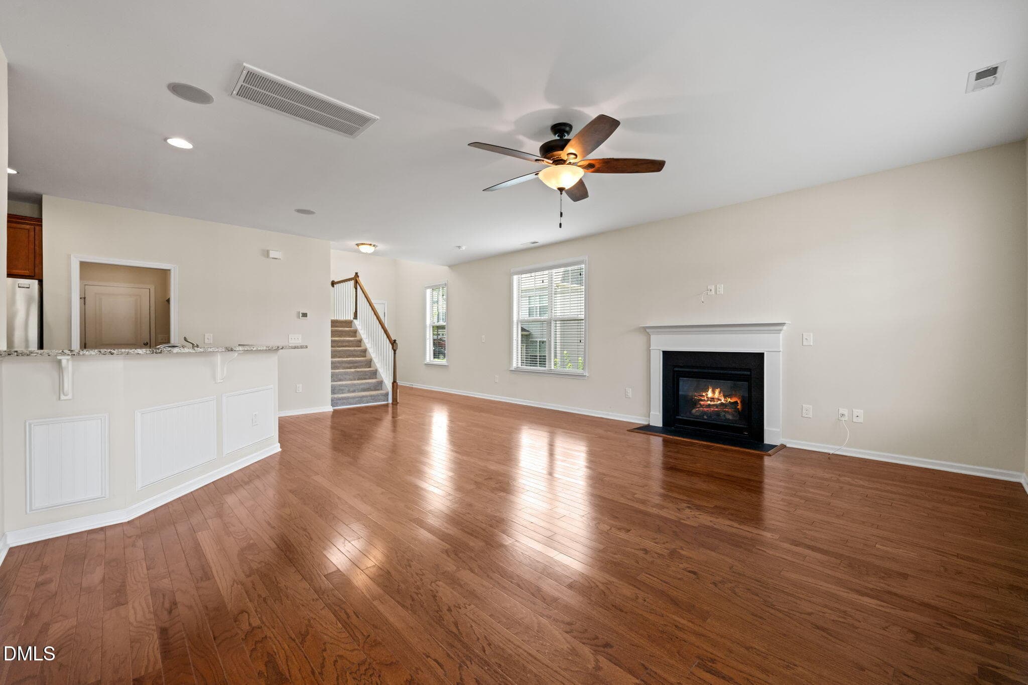 Family room w/ gas log fireplace - 107 White Burley Court, Durham, NC 27703, Durham