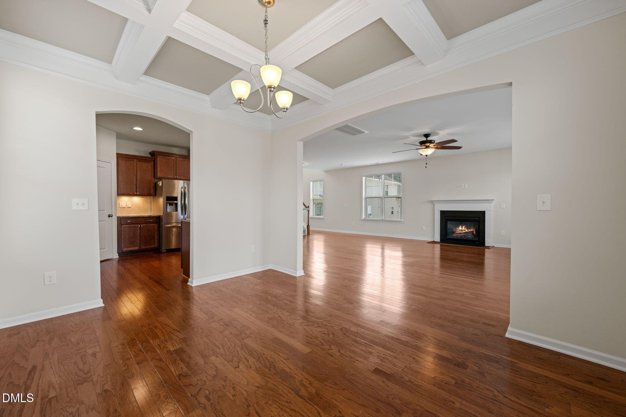 Dining room w/ coffered ceiling - 107 White Burley Court, Durham, NC 27703, Durham