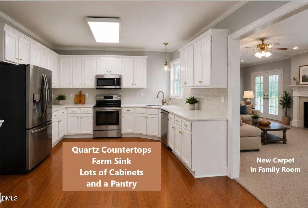 Kitchen Fam Rm w Txt - 105 Sequoia Court, Cary, NC 27513, Cary
