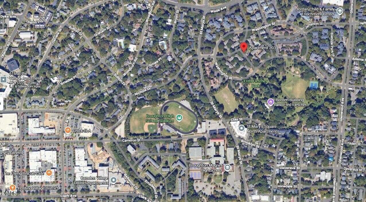 Aerial view - 1031 Nicholwood Drive 203, Raleigh, NC 27605, Raleigh
