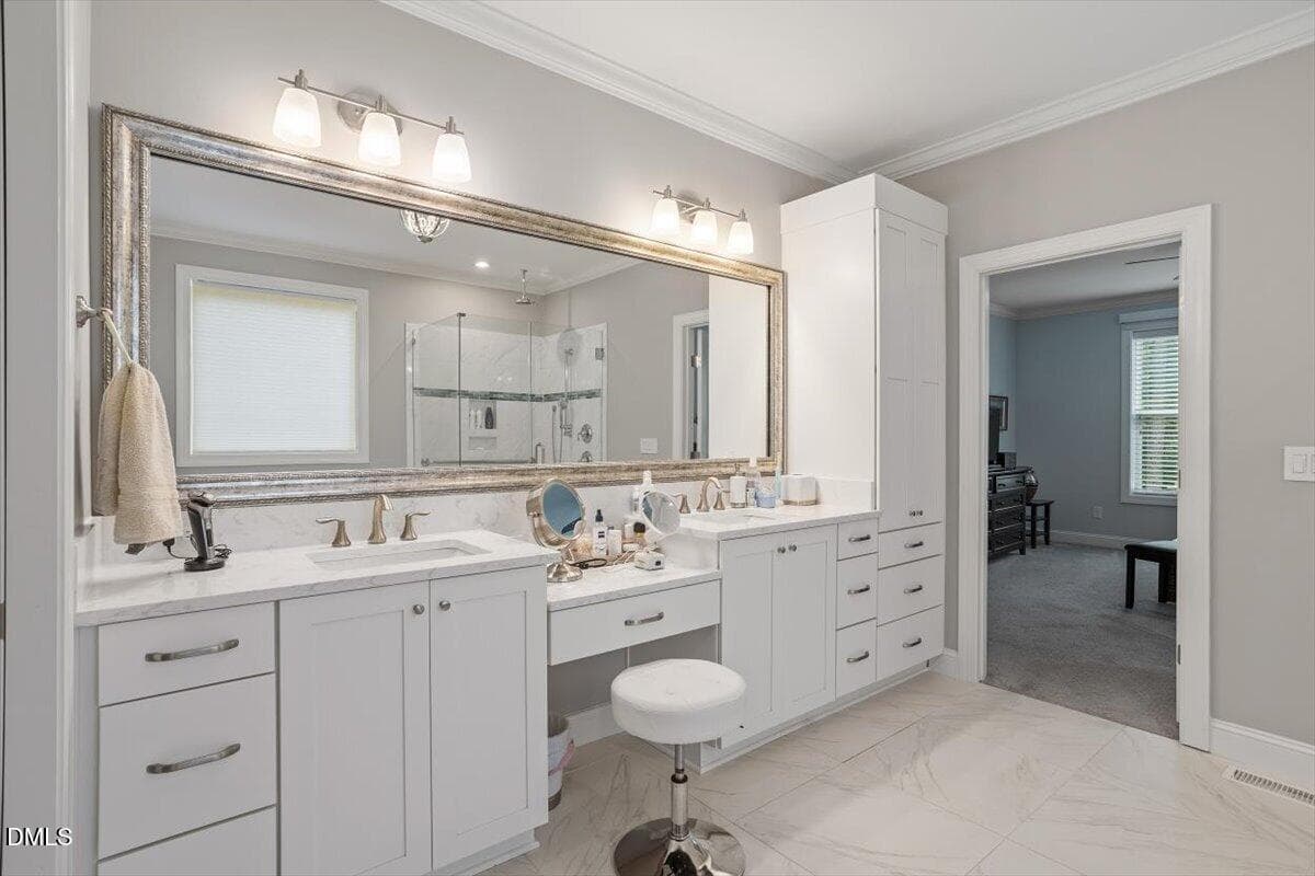 Dual vanities in owner's bath - View 2 - 4235 Henderson Place, Pittsboro, NC 27312