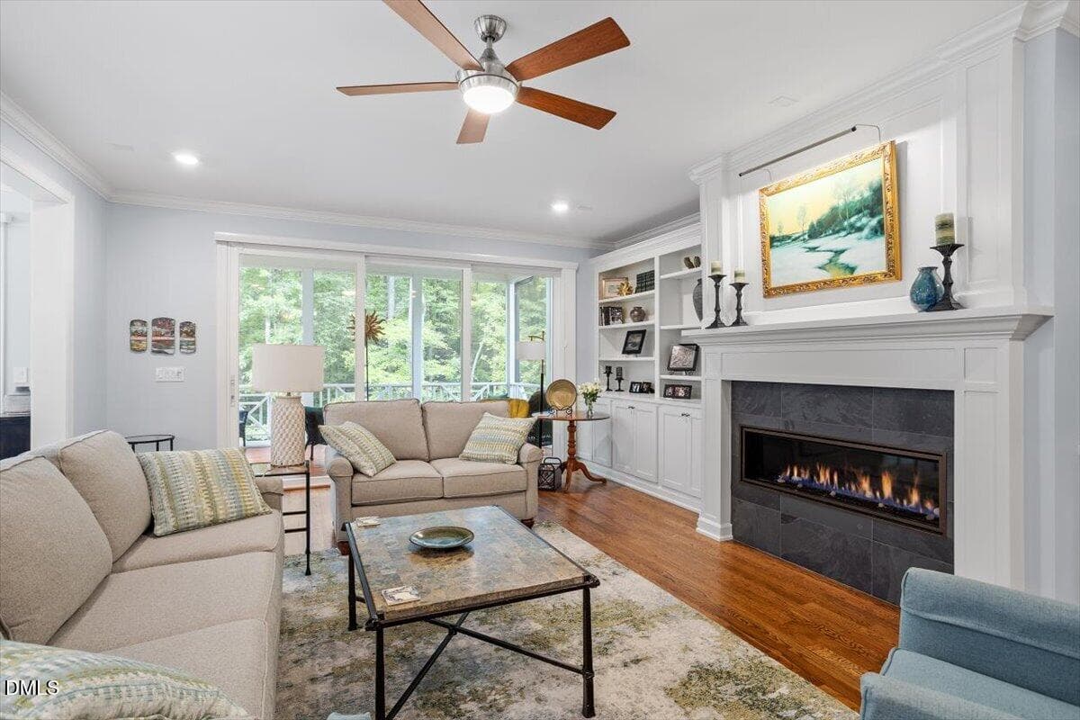 Family room view to screened porch and w - 4235 Henderson Place, Pittsboro, NC 27312
