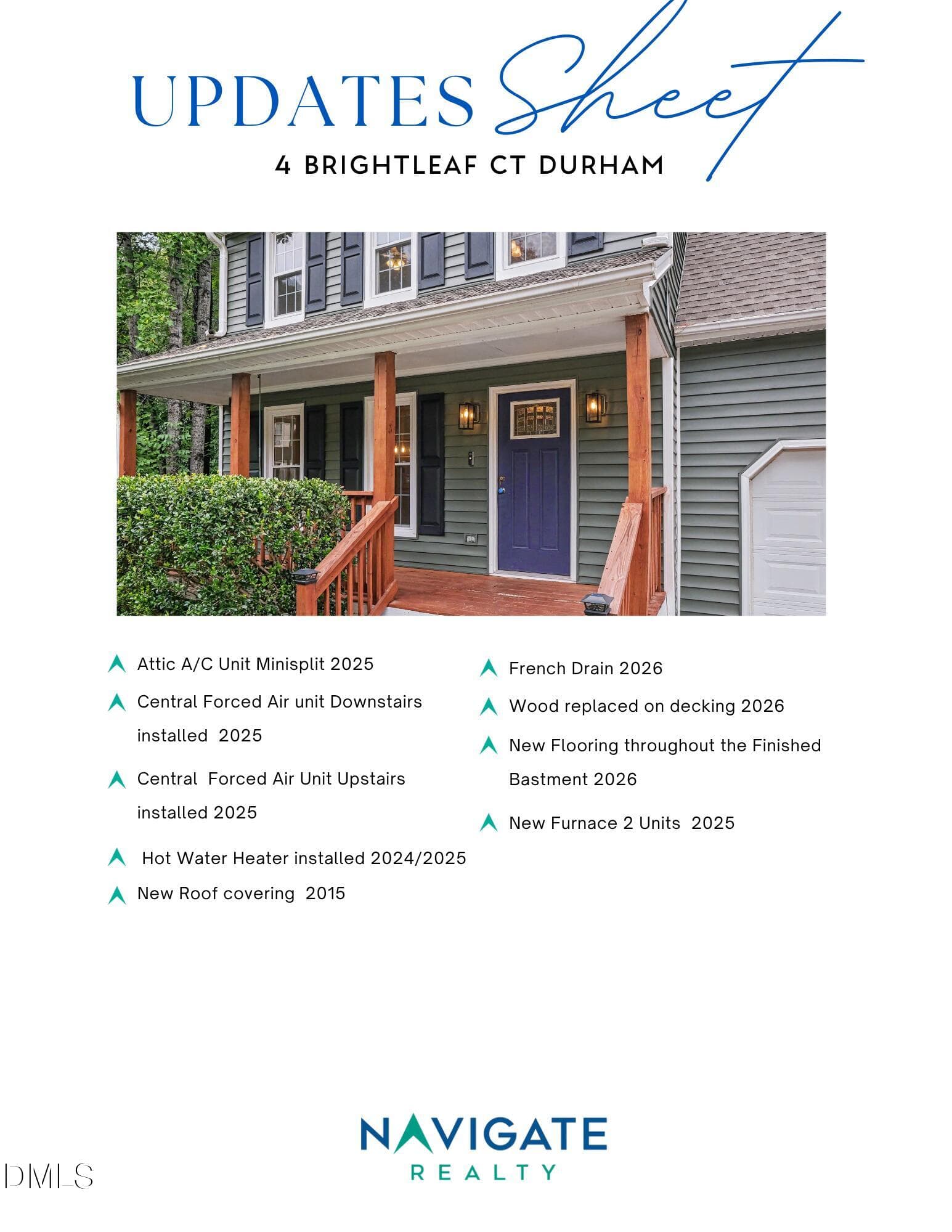 Copy of AGENT COPY Feature Sheet - 4 Brightleaf Court, Durham, NC 27713, Durham