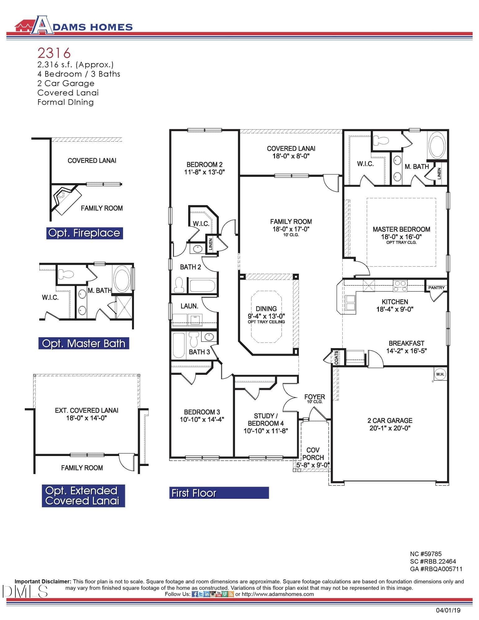 2316 Floorplan - 303 Galway Road, Lillington, NC 27546