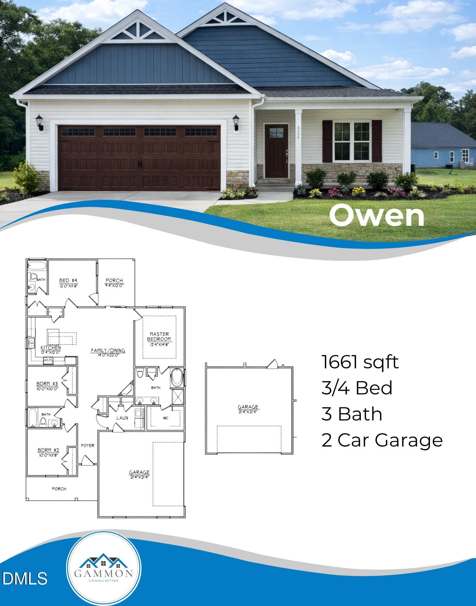 Owen Plan Cut Sheet - 425 W 2nd Street, Princeton, NC 27569