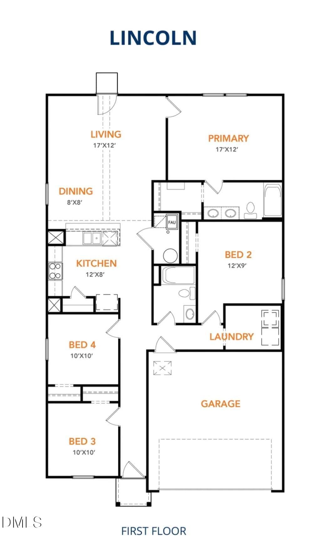 Lincoln Floor Plan - 117 N Coral Bells Way, Four Oaks, NC 27524