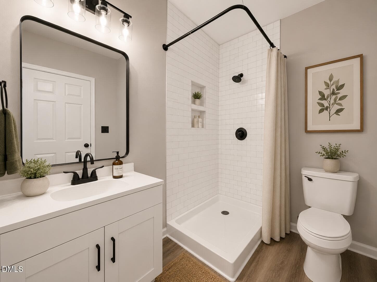 secondary bathroom virtually staged - 302 W 1st Street, Princeton, NC 27569
