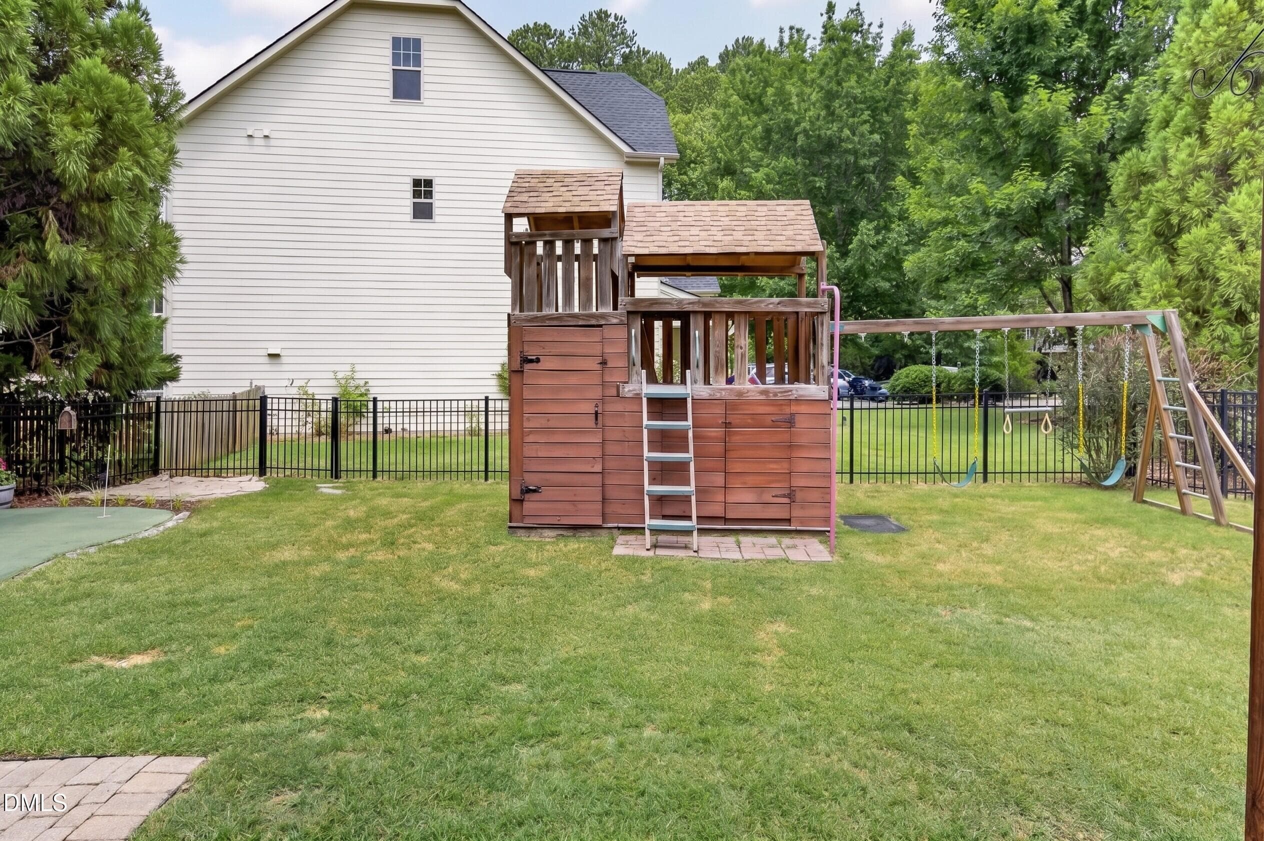 New backyard playset pic - 4209 Heritage View Trail, Wake Forest, NC 27587