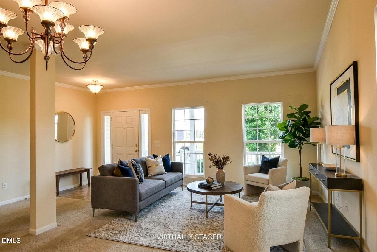 Living Room 2 Ai Staged - 5413 Glenmorgan Lane, Raleigh, NC 27616, Raleigh