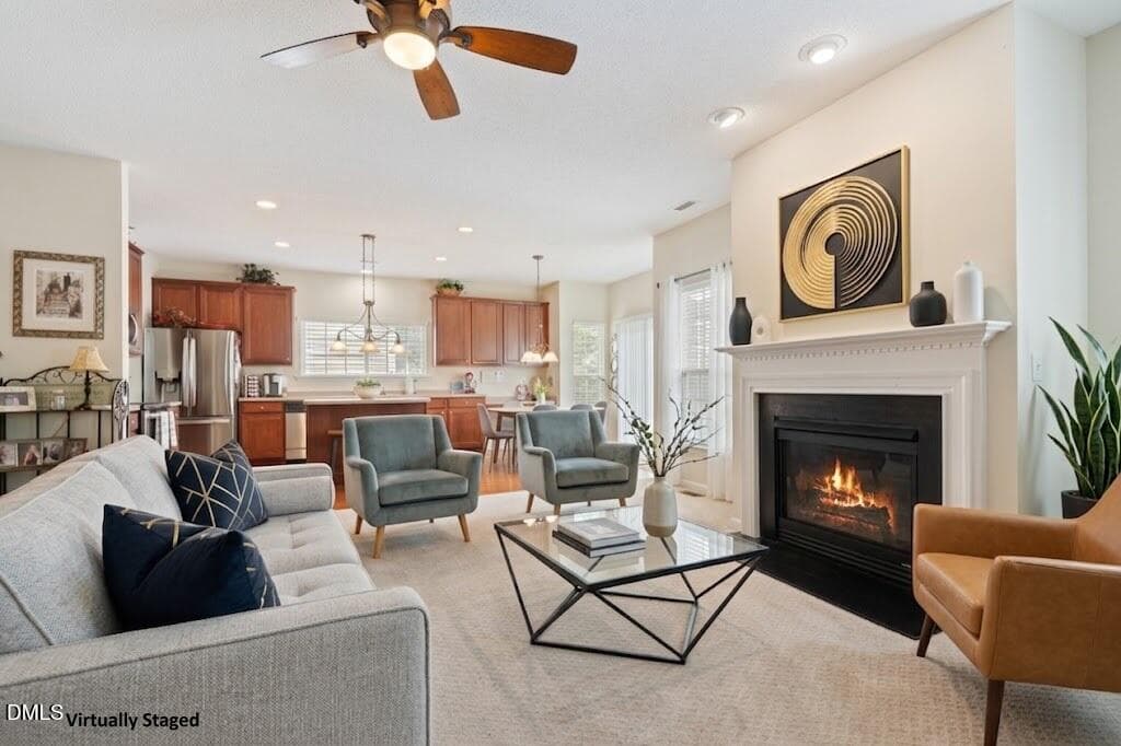 Cozy Living Room (Virtually Staged) - 5209 Heather Ridge Lane, Raleigh, NC 27610, Raleigh