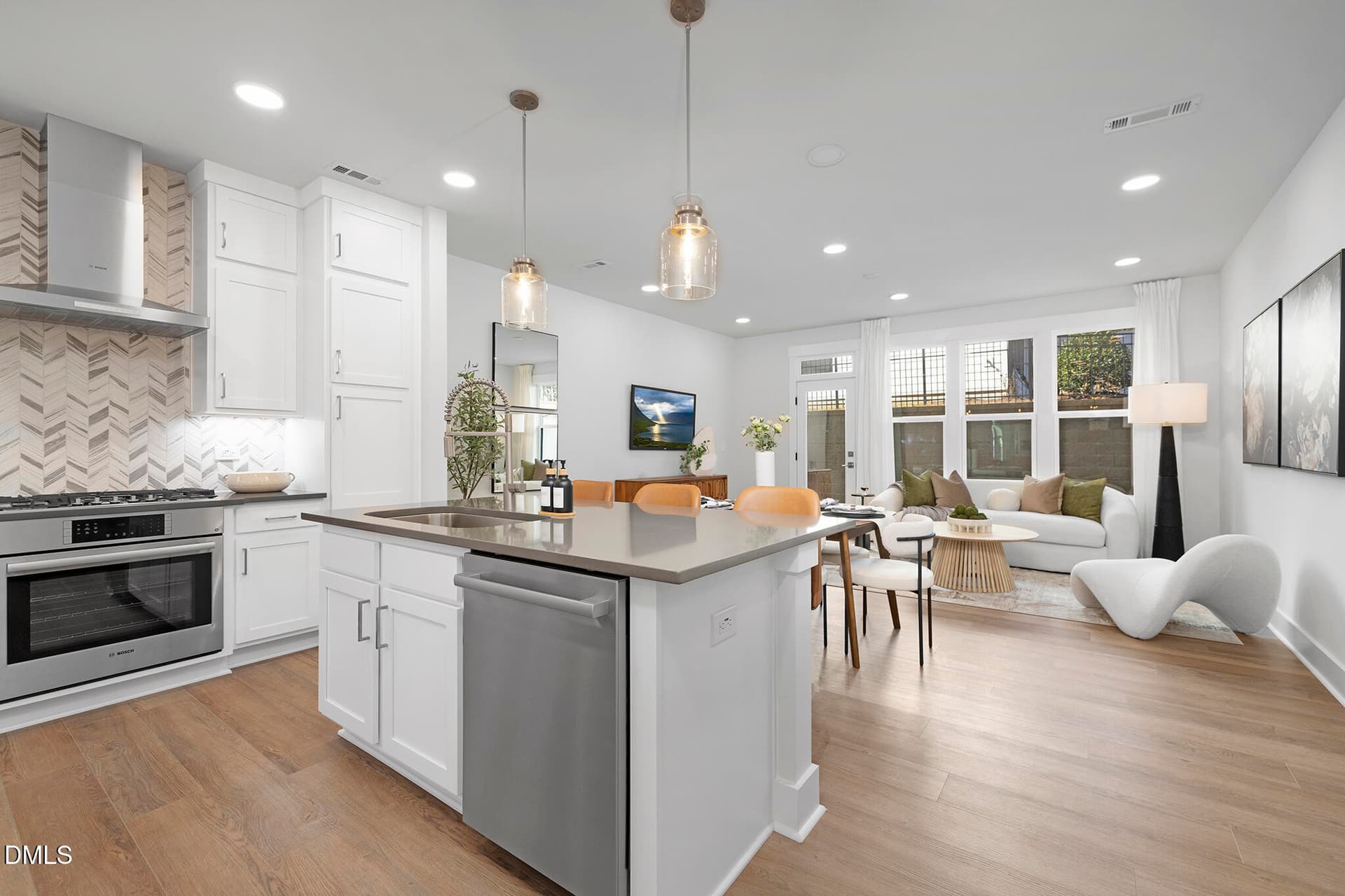 Kitchen Island & Living Flow - 631 Cable Court, Apex, NC 27523