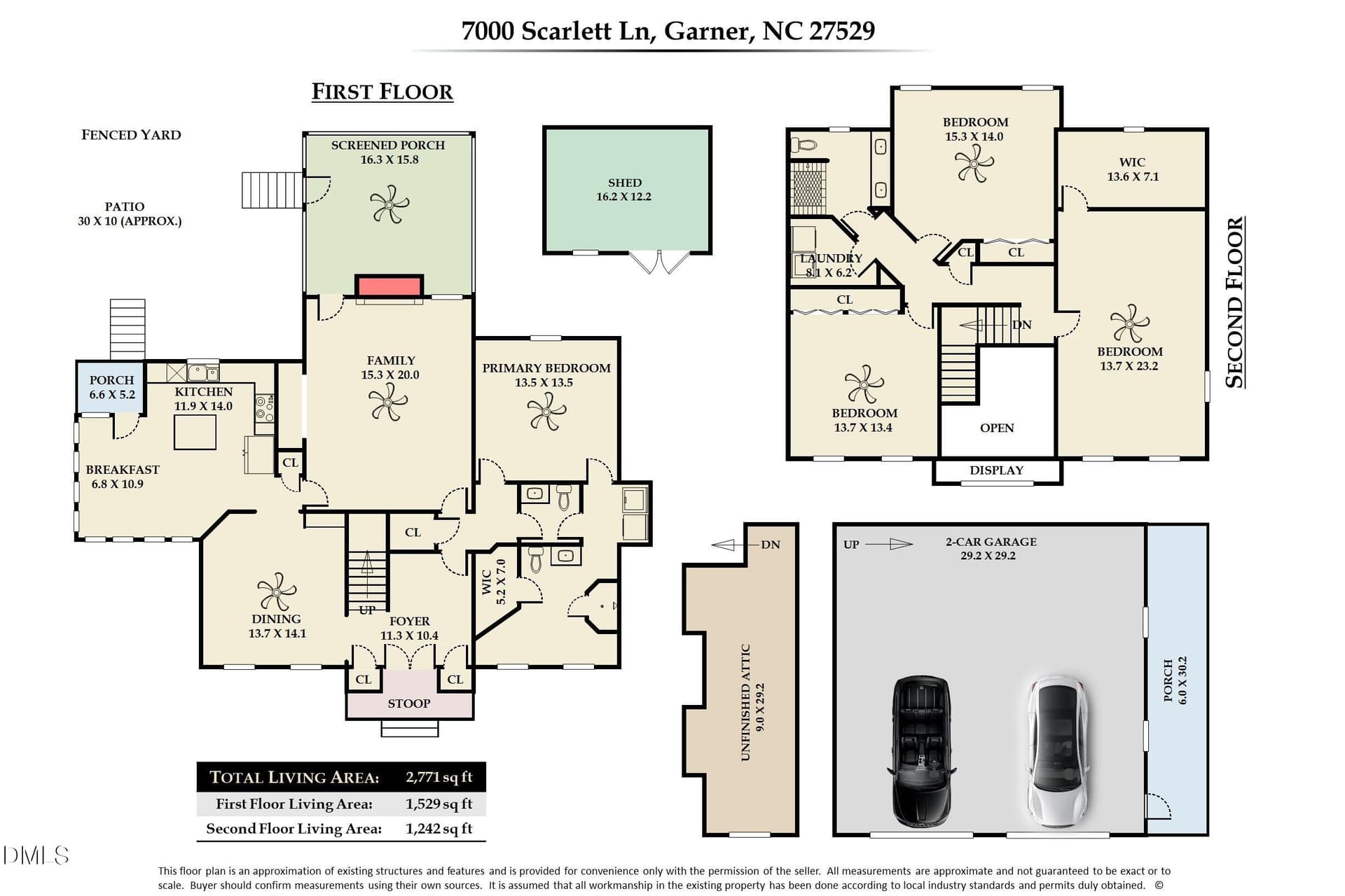 Floor Plan - MLS Photos - 7000 Scarlett Lane, Garner, NC 27529