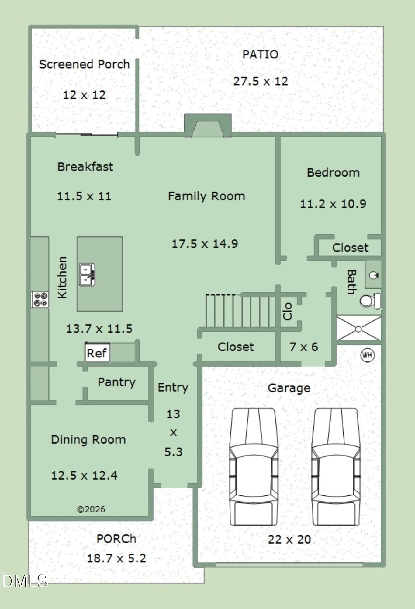 Floor Plan 1st Floor - 819 Lake Artesia Lane, Fuquay Varina, NC 27526