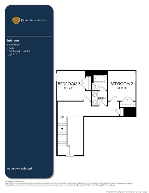 Intrigue Floor Plan; 2nd Floor - 162 Stone Creek (Lot 19) Drive, Coats, NC 27521